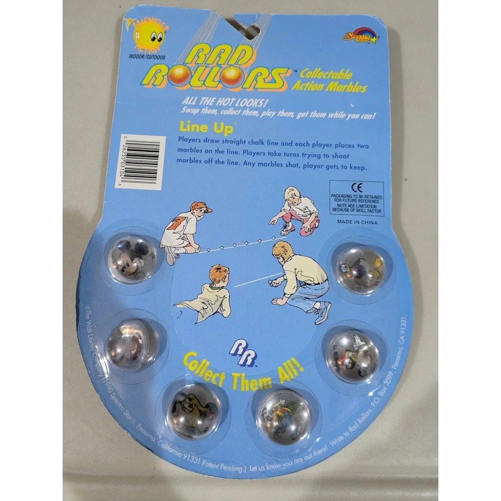 Vintage 1990 Mickey Mouse Disney On Card Rad Rollers Action Rubber Balls‎